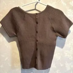 カスタネ　ブラウン　ニットトップス