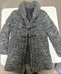 フード付きダッフルコート グレー系 ロング丈