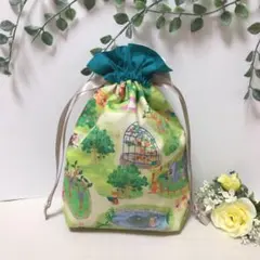 66.ファニーズー　動物園　グリーン　yukiemon 巾着　ポーチ