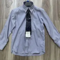 ストライプ長袖シャツ 130cm ネクタイ付き