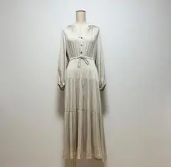 ダイアグラム ティアードワンピース マキシ丈 プリーツ 36 アイボリー