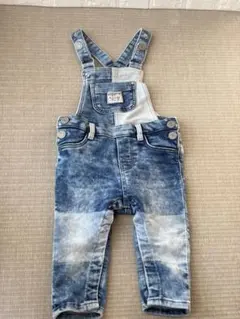 【美品】H&M デニムブルー パッチワークオーバーオール 約70cm