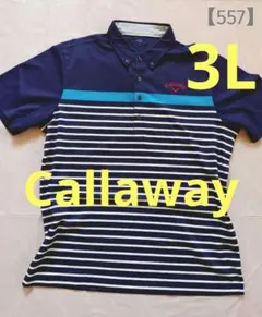 【Callaway】 ネイビー ボーダー ポロシャツ　3Lのサムネイル