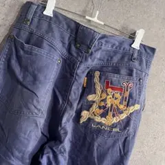ランセル パンツ ストレート 刺繍 30 紺 綿 カジュアル