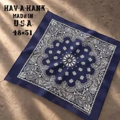 80s 90s USA製 HAV-A-HANK セルビッチ バンダナ ネイビー