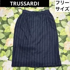TRUSSARDI ストライプタイトスカート　Fサイズ　ネイビーのサムネイル