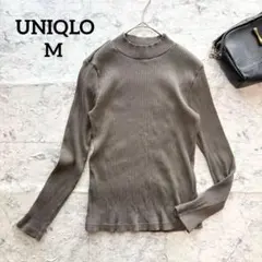 【UNIQLO】ユニクロ ハイネックリブTシャツ 長袖カットソー インナー 緑系