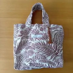 葉柄 マチ付きトートバッグ ハンドメイド タッセル付き