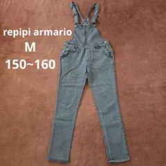 repipi armario♡M 150~160 オーバーオール　ブラックデニム