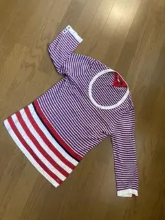 TOMMYHILFIGER 七分袖カットソー　綿ニット　絹　トリコロールボーダー