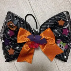 ディズニー　ハロウィン　リボン　ヘアゴム　レトロ