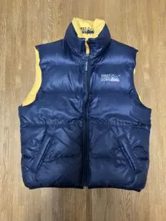 90S 古着 FIRST DOWN リバーシブルダウンベスト 黄×黒