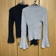 GRL リブ編み フレアスリーブニット L2枚セット