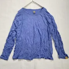 【XL】ロゴマーク入り クルーネック 長袖Tシャツ ロンT ブルー