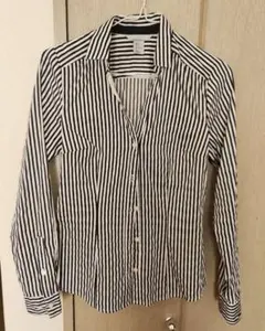 H&M ストライプ柄 長袖シャツ US 2