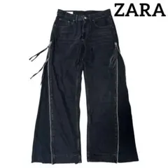 Archive Y2K ZARA ブラック ジップフレアデニムパンツ XL - メルカリ