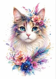 一作限り】花々に彩られた三毛猫のまなざし 三毛猫 P646 - メルカリ