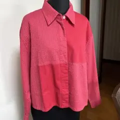 希少 ヤッコマリカルド ピンタック シャツ ジャケット ゆったり レッド 美品✨ヤッコマリカルド 折り紙七分袖シャツ 紅赤 サイズ1 総