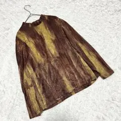 【東京ルックアイ】（11号）長袖カットソー ブラウン イエロー ウール混 日本製