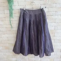 【セットフォア SEPT FOIS】 プリーツスカート（L）膝丈　フォーマル光沢