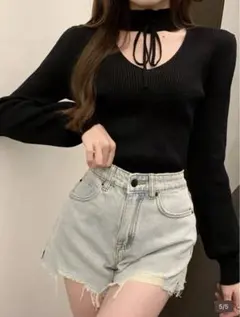【新品・未使用‼️】SHEIN チョーカーネックリブニット Mサイズ