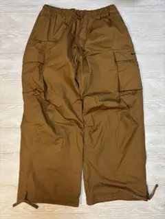 00s NIKE ナイロンカーゴパンツ リップストップ 茶 スウォッシュ