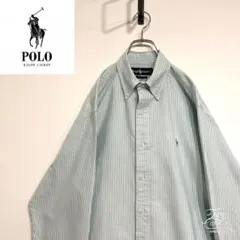 超人気❗️ラルフローレンワンポイントロゴシャツ　XL90s刺繍古着希少レア長袖BD