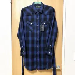 [未使用]Wranglerラングラーナノユニバース別注オンブレガウンシャツS青系