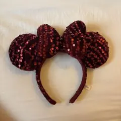 ミッキー耳型カチューシャ ワインレッド