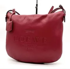 美品✨ロエベ ヘリテージ ショルダーバッグ レザー ロゴ型押し レッドのサムネイル