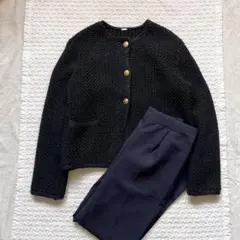 ミラオーウェン ツイード ノーカラージャケット セットアップ パンツスーツ