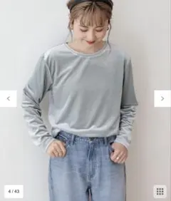 アメリカンホリック　ベロアクルーネックカットプルオーバー