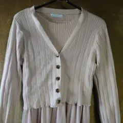 WILLSELECTION リブ編みピンクアンサンブルワンピース