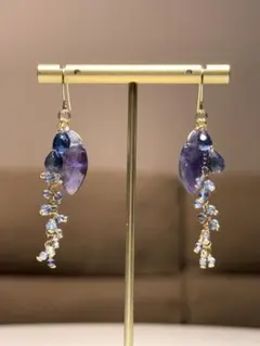 【Xmasセール】高品質アイオライト×アメジスト＊ピアスNo.184