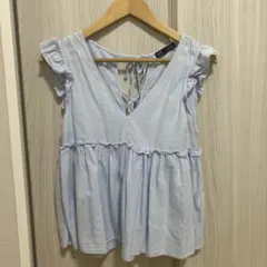 ZARA TRF ライトブルー フリル ペプラム トップスのサムネイル