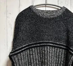 ニット　セーター　総柄　古着　L 柄