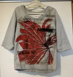 DIESEL ディーゼル グレー スウェット トレーナー トップス М ロゴ　赤