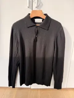 Zara Origins ダークグレー 長袖ポロシャツ ウール混紡