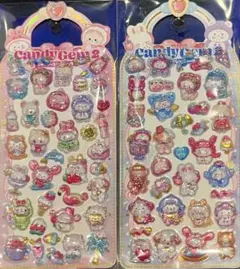 キャンディジェムシール2 ピンク 水色 立体 ボンボンドロップシール 風 セット