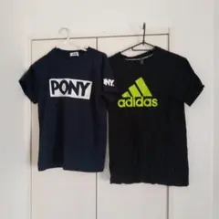 アディダス、紺色tシャツ2枚160