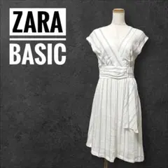 ZARA BASICザラベーシック✨ワンピース フレア ストライプ S ホワイト