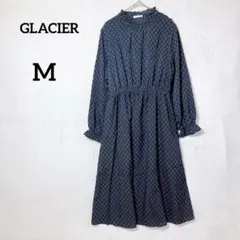 グラシア 小花柄 ワンピース フリルネック ウエストゴム 長袖『M』