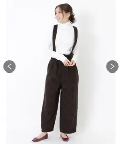 サマンサモスモス★新品タグ付き 変わり織りチェックサス付きパンツ チャコール