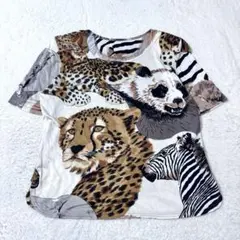 イヤリヤ　シルク100% 半袖Tシャツトップス　アニマル柄　大きめ11（b4のサムネイル
