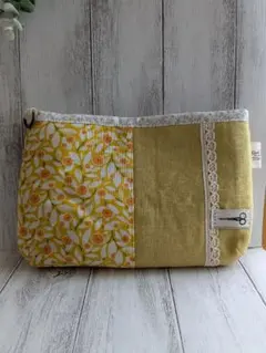 ハンドメイド ミニショルダーバッグ(マスタードバイカラー)