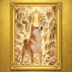 金瀑柴犬天宮 柴犬 開運絵画 アート 金運 招福 風水 スピリチュアル 御守り
