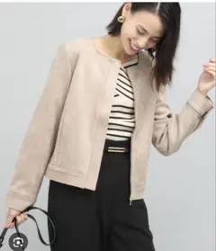 VIS⭐︎ベージュ 上品⭐︎ジャケット スエード風のサムネイル