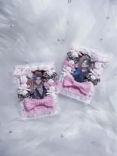 ホイップデコ トレカケースデコ フリル リボン ピンク ブラウン b8 ペア