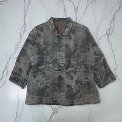 総柄シャツジャケット 七分袖 モード系
