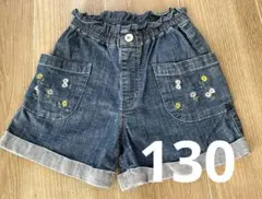 美品⭐︎ moujonjon デニム　花柄　ショートパンツ　120 女の子